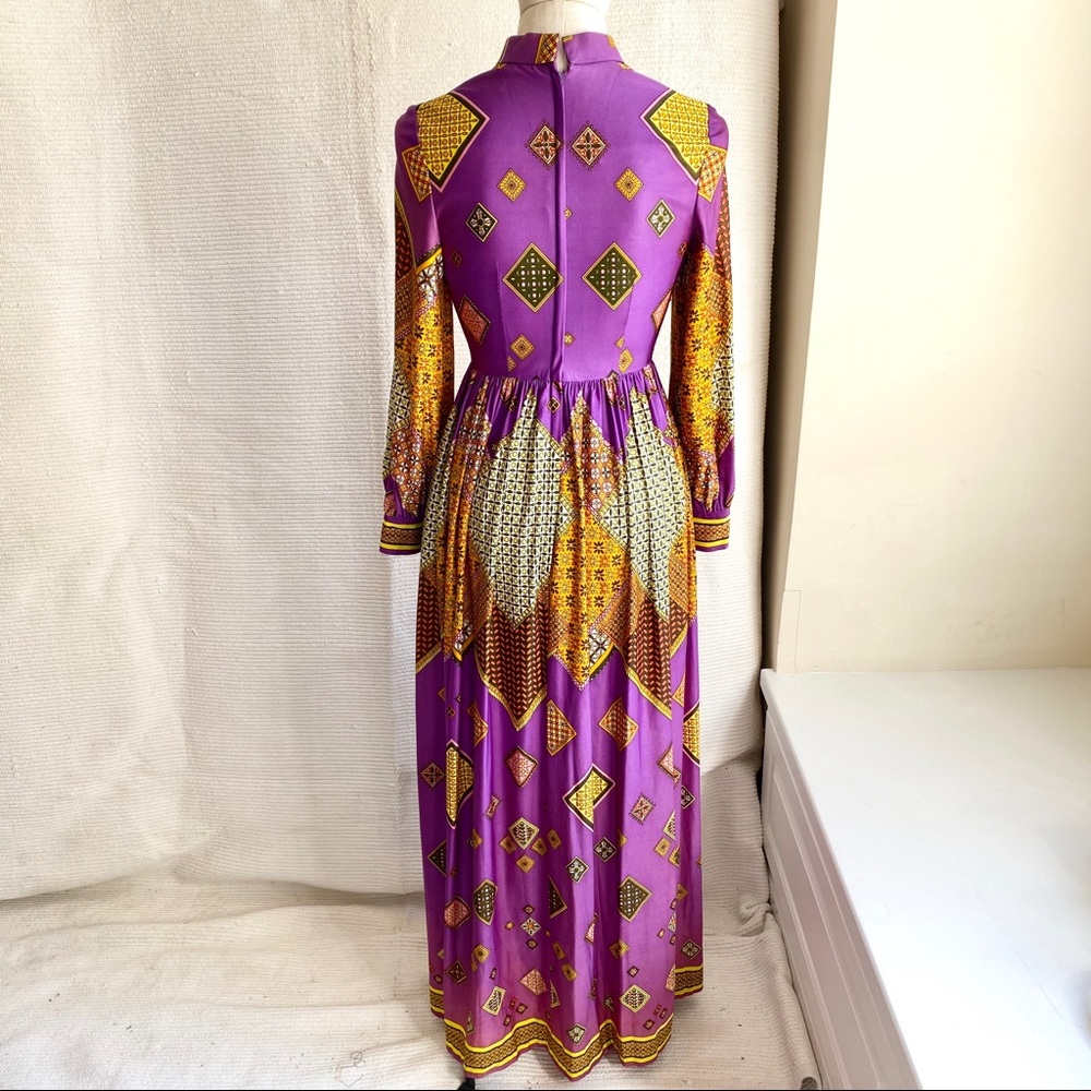 Vintage 60s 70s Marshall Fields Boho Print Dress - Picture 5 of 8